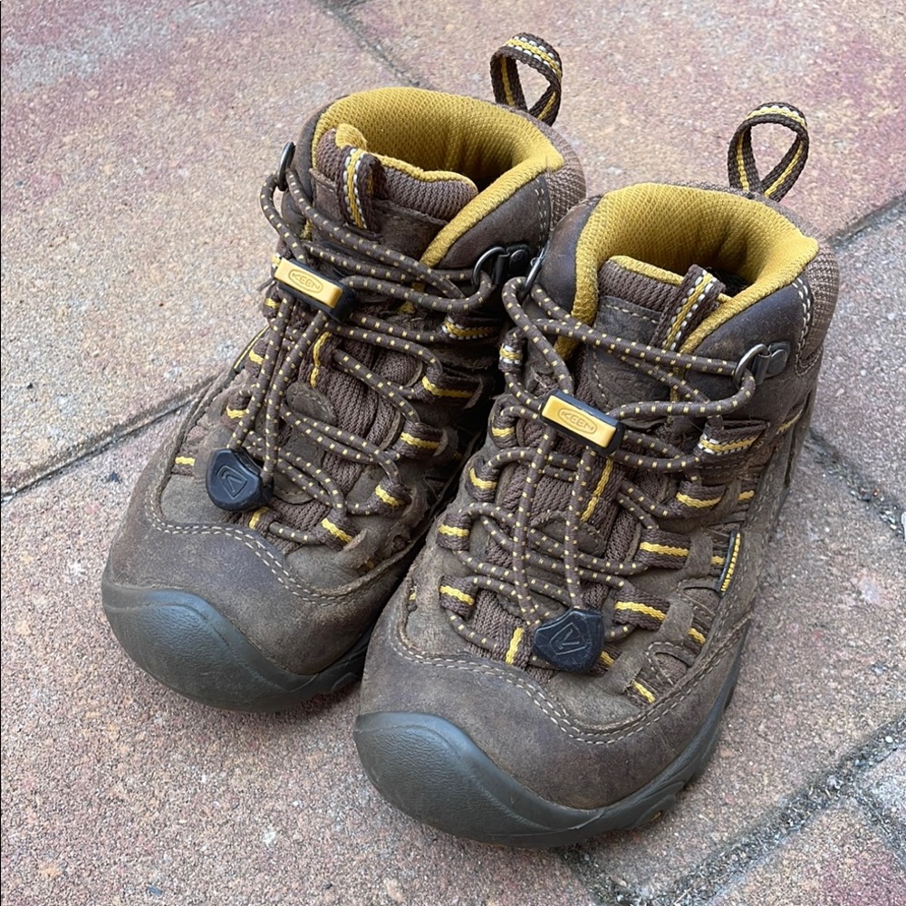 Keen Brown and Yellow Hiking Boots with Waterproof Design